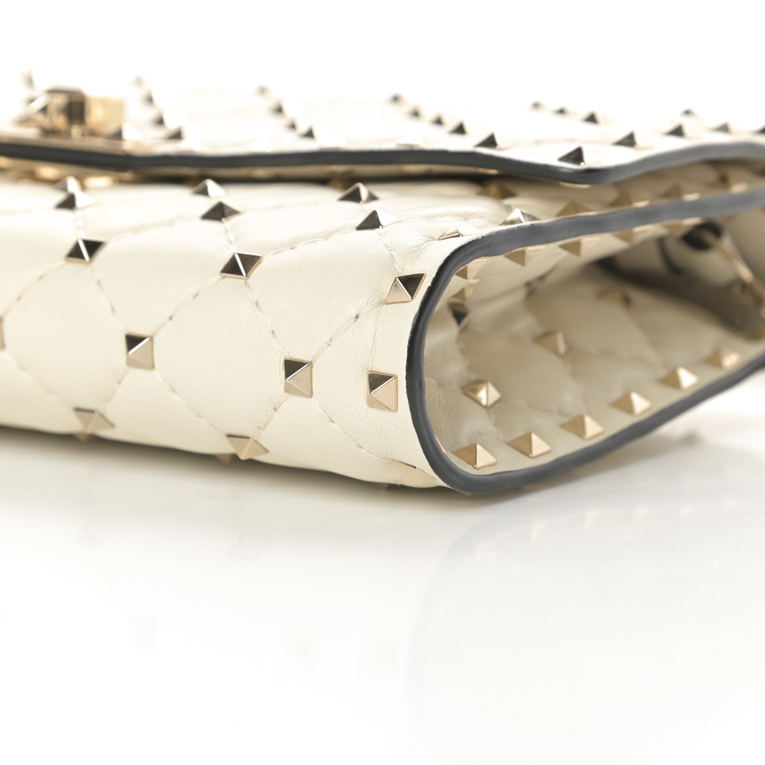 Valentino Garavani Nappa Rockstud Spike Wallet on Chain Light Ivory 9 of 10