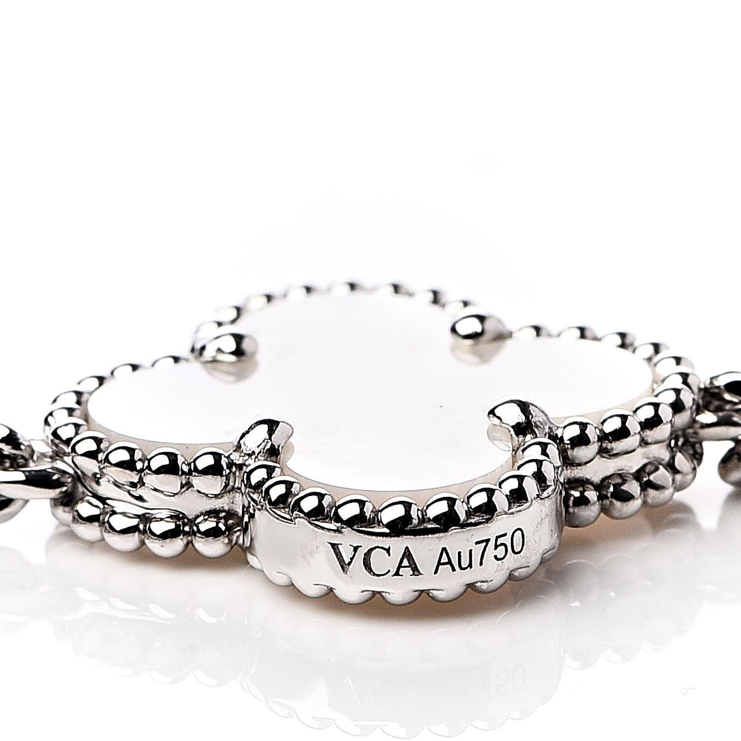 18K White Gold Mother of Pearl 5 Motifs Vintage Alhambra Bracelet