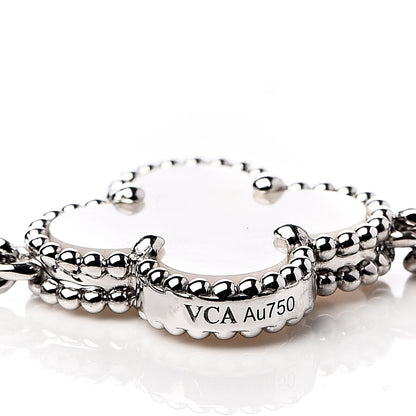 Van Cleef & Arpels 18K White Gold Mother of Pearl 5 Motifs Vintage Alhambra Bracelet 4 of 7