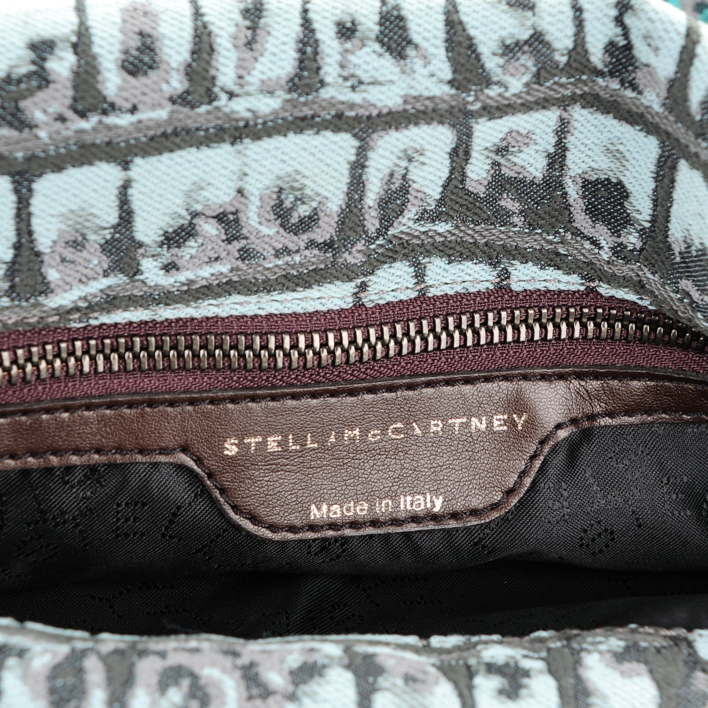 Jacquard Crocodile Print Small Falabella Fold Over Tote Teal