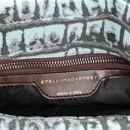 Stella McCartney Jacquard Crocodile Print Small Falabella Fold Over Tote Teal 7 of 9