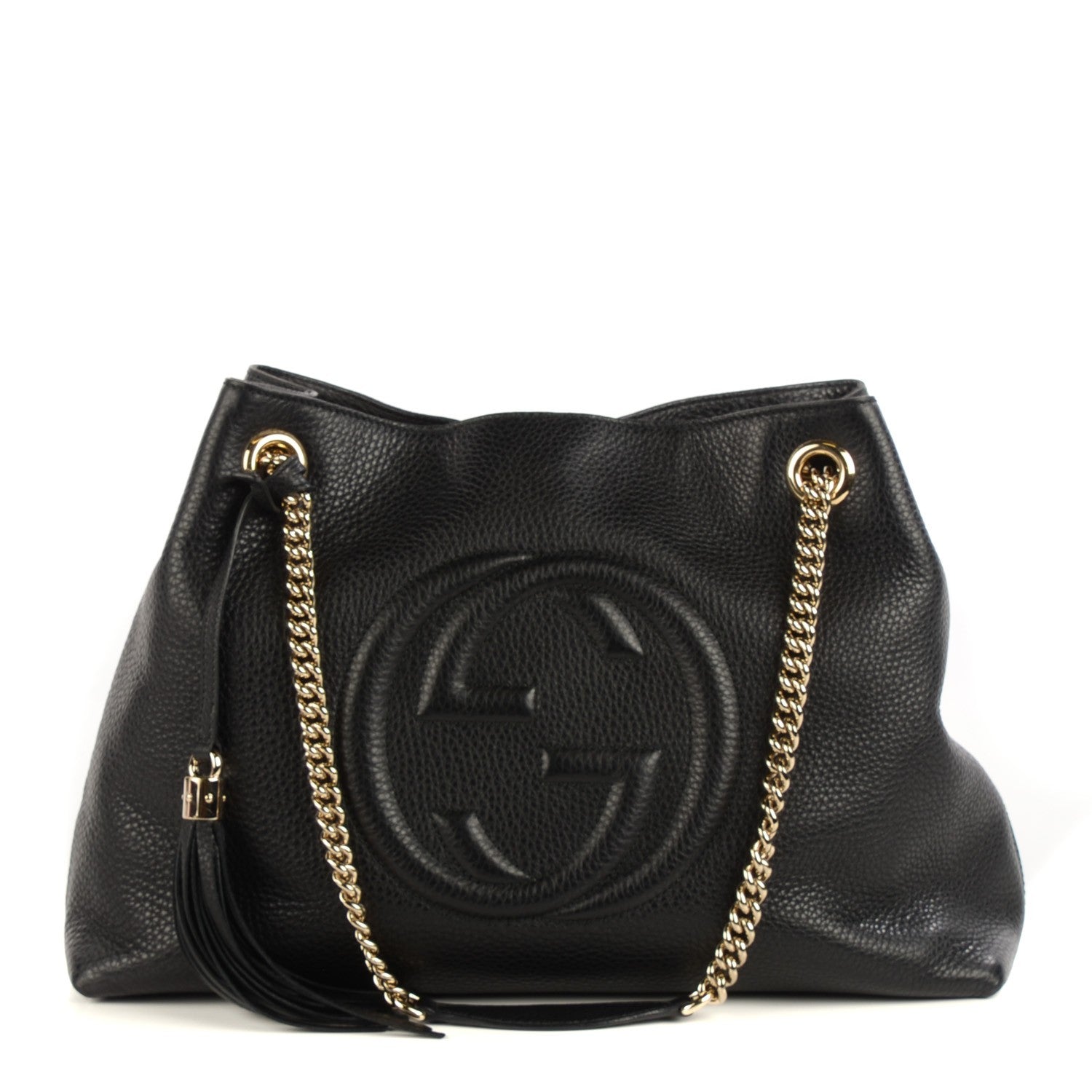 Gucci Pebbled Calfskin Medium Soho Chain Shoulder Bag Black 1 of 7