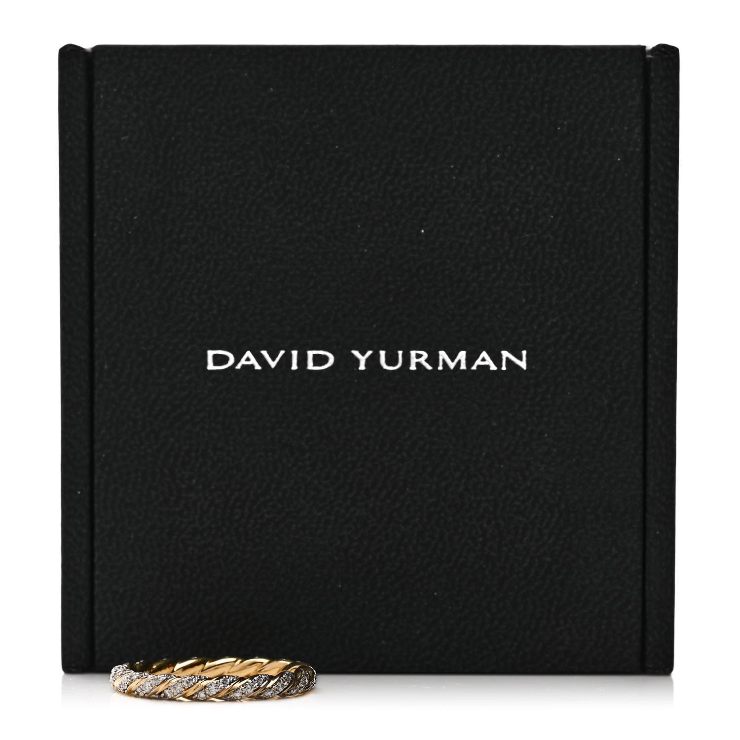 David Yurman 18K Yellow Gold Diamond Pave Petite Band Ring 54 7 5 of 5