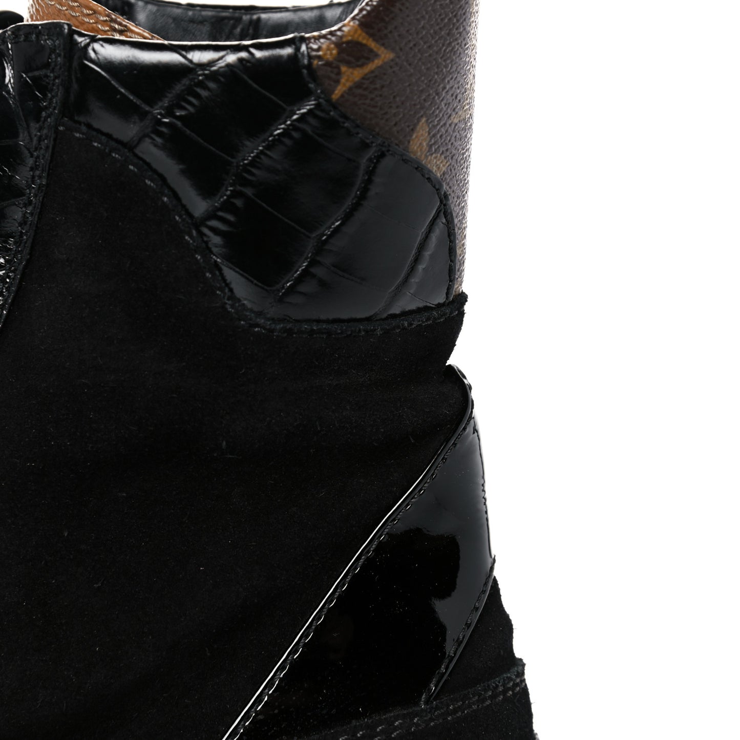 Suede Calfskin Monogram Laureate Platform Desert Boots 40 Black