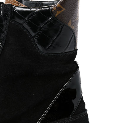 Louis Vuitton Suede Calfskin Monogram Laureate Platform Desert Boots 40 Black 8 of 14