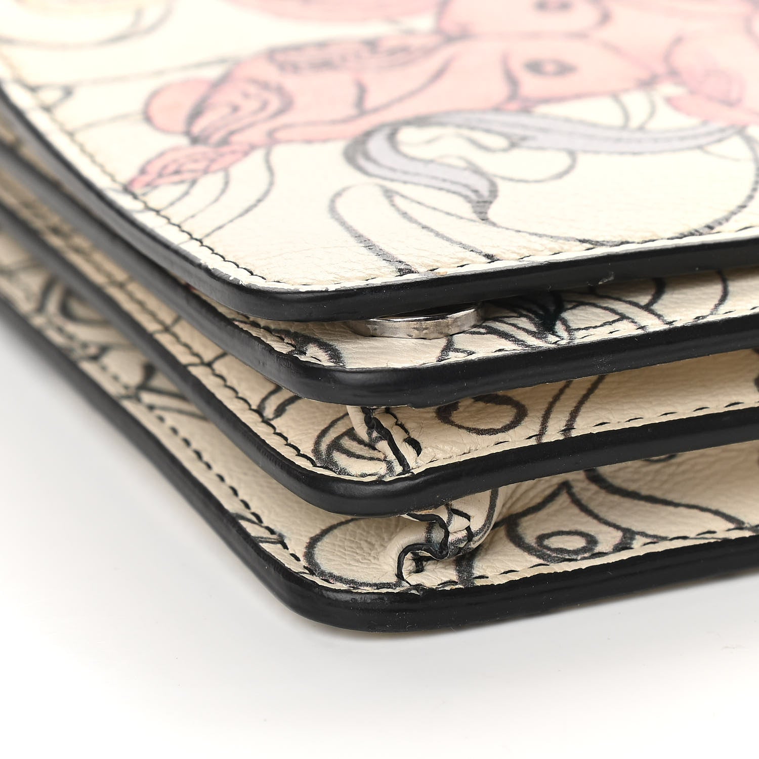 Prada X JAMES JEAN Glace Calfskin Rabbit Print Wallet On Chain Opaline 7 of 10