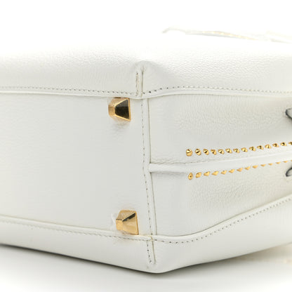 MCM Grained Calfskin Studded Mini Milla Tote White 8 of 12