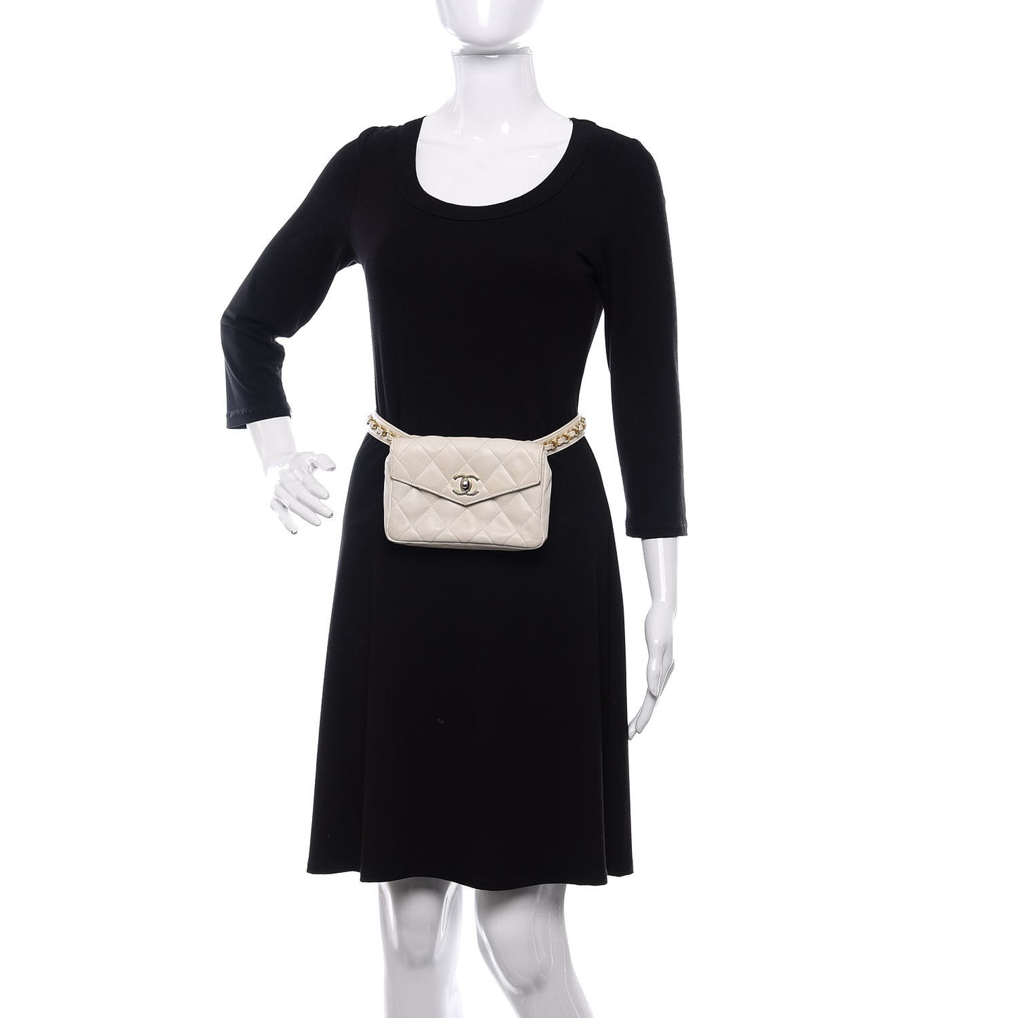 Lambskin Quilted Flap Waist Belt Bag White