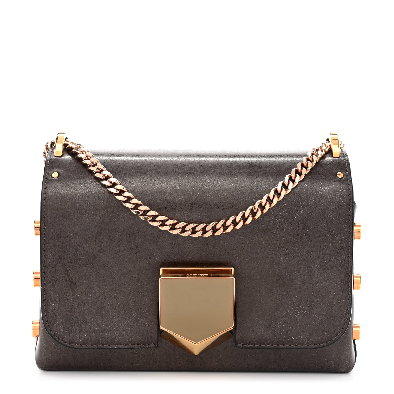Jimmy Choo Metallic Spazzolato Etched Lockett Petite Shoulder Bag