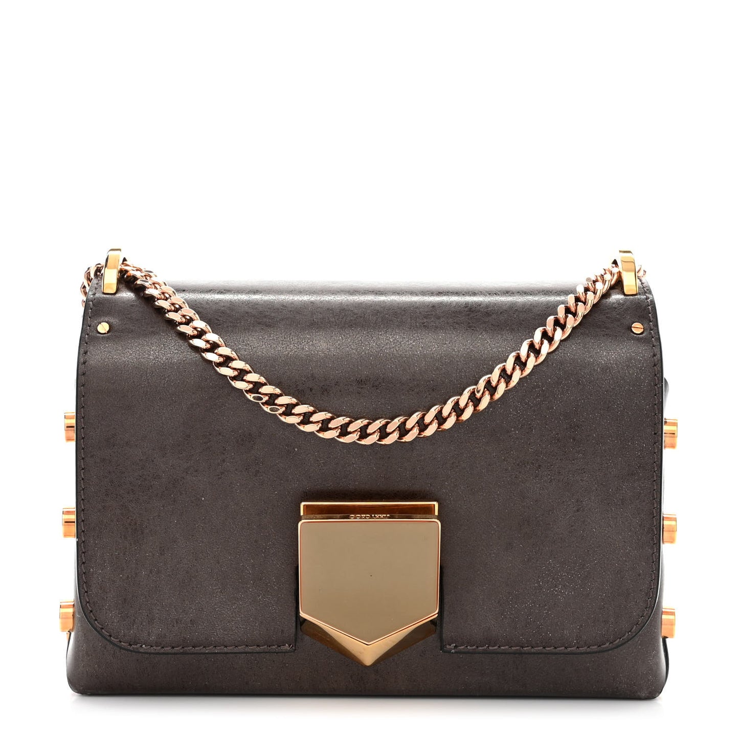 Metallic Spazzolato Etched Lockett Petite Shoulder Bag Brown