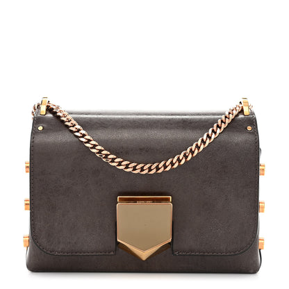 Jimmy Choo Metallic Spazzolato Etched Lockett Petite Shoulder Bag Brown 1 of 10
