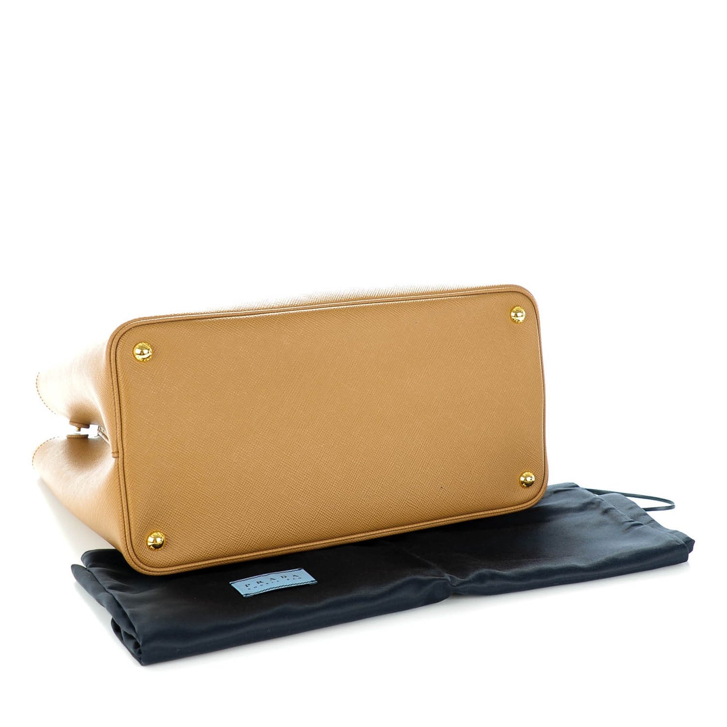Saffiano Cuir Medium Double Bag Caramel Fuoco