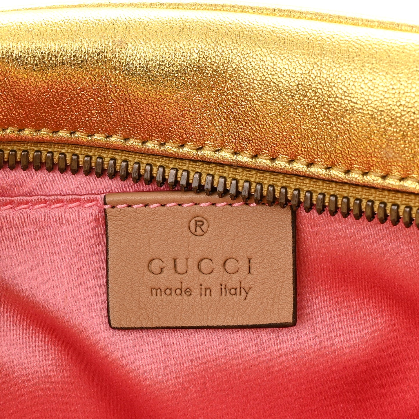 Metallic Calfskin Matelasse Studded Small Pearly GG Marmont Chain Shoulder Bag Gold