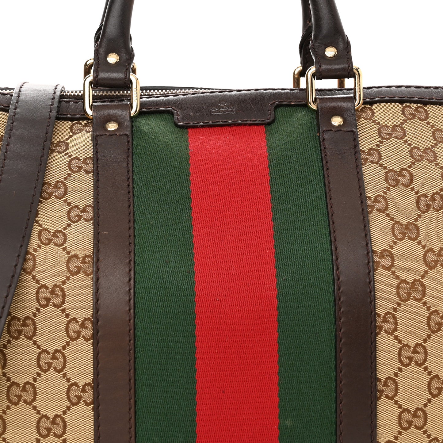 Monogram Selleria Calfskin Vintage Web Medium Boston Beige Ebony Cocoa