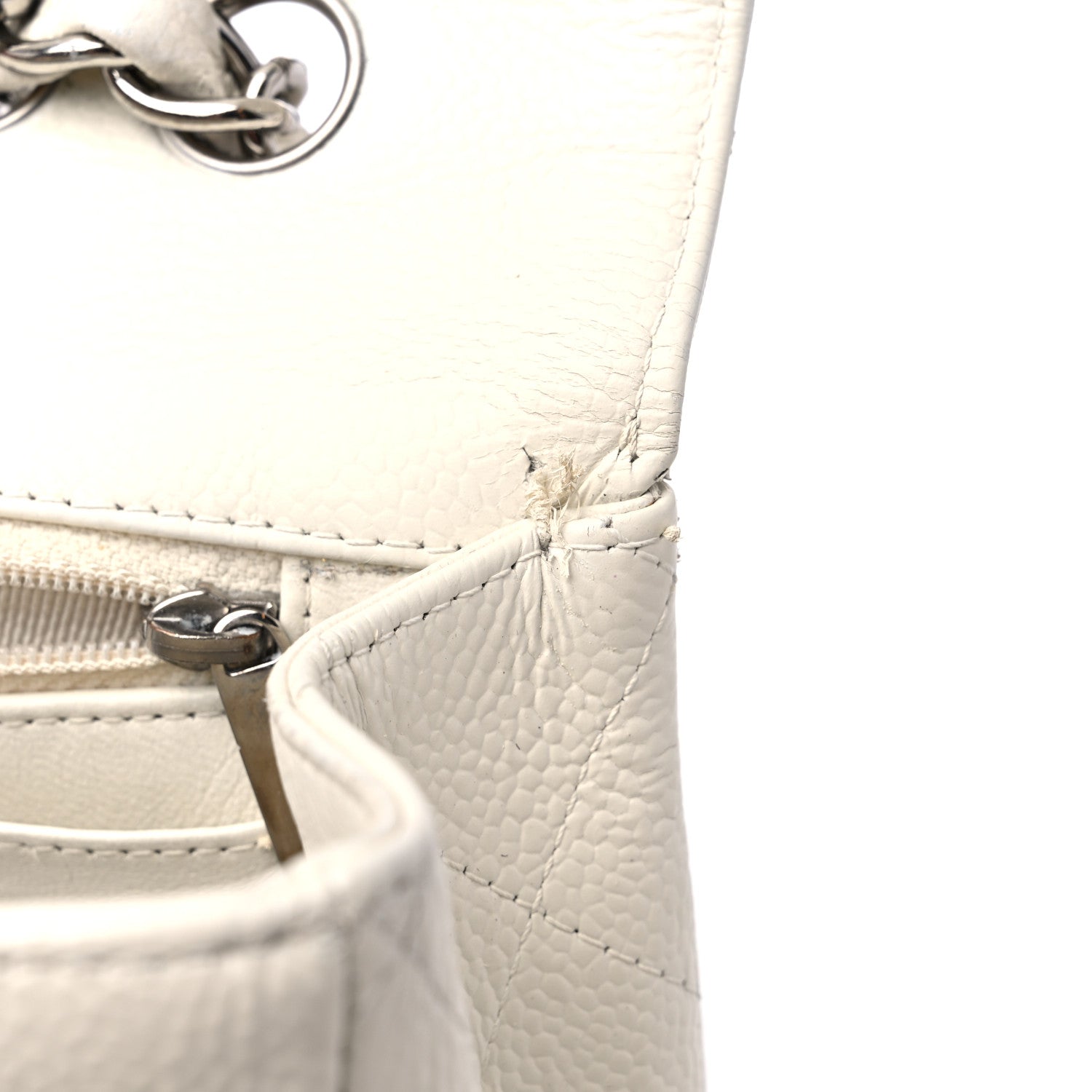 Chanel Caviar Quilted Jumbo Single Flap White 13 of 14