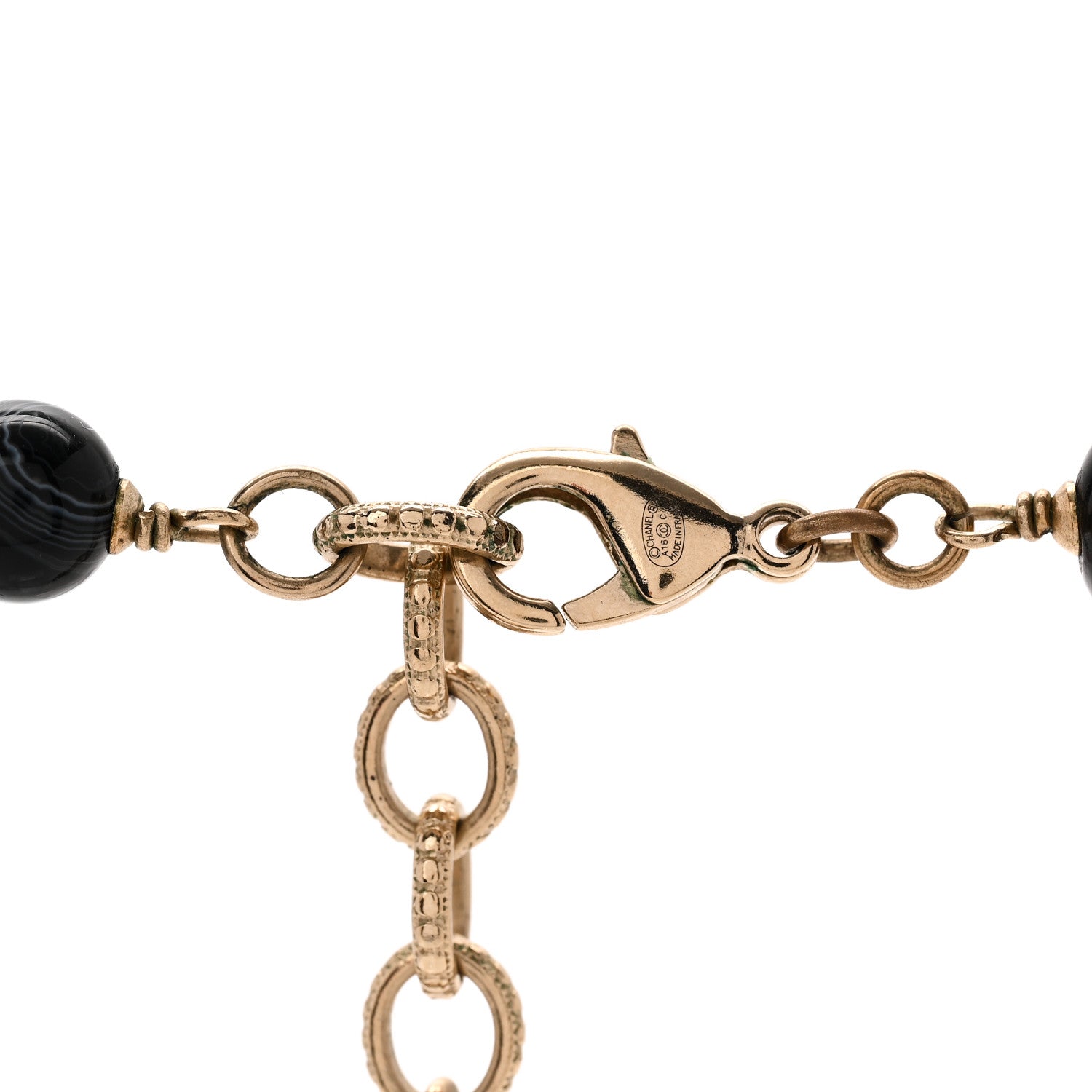 Chanel Resin Glass CC Beaded Charms Long Necklace Gold Black 5 of 5