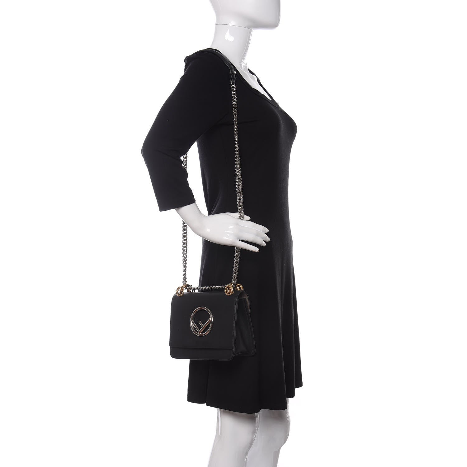 Fendi Vitello Century Opaco F is Fendi Small Kan I Shoulder Bag Black 2 of 9
