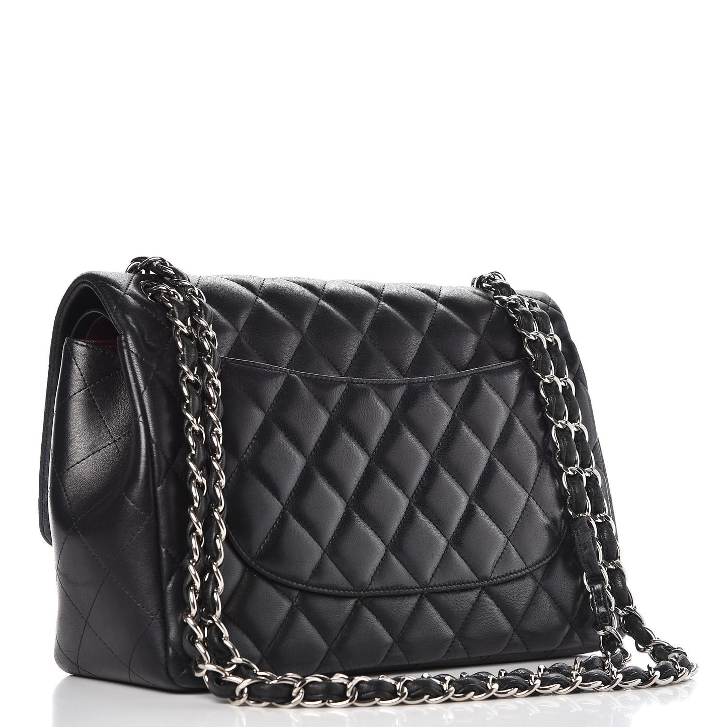 Lambskin Quilted Jumbo Double Flap Black