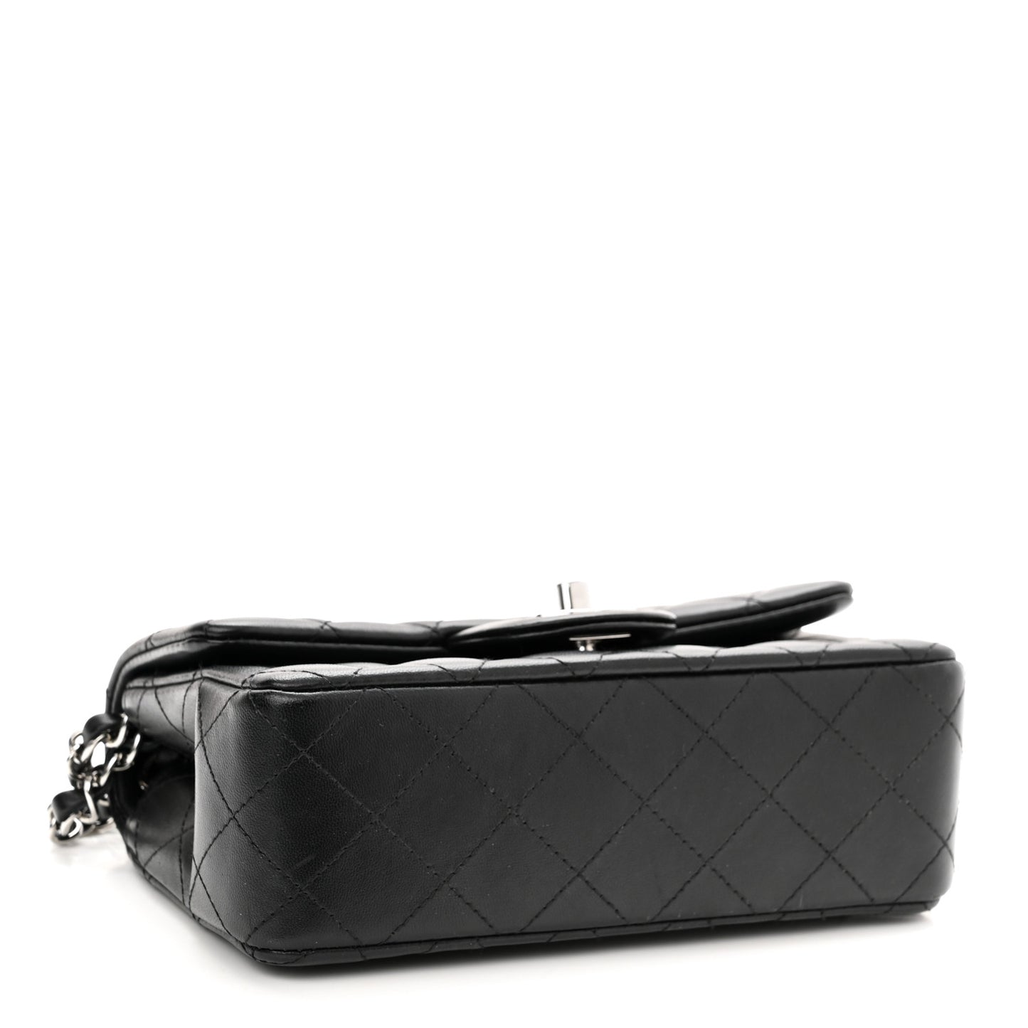 Lambskin Quilted Mini Rectangular Flap Black
