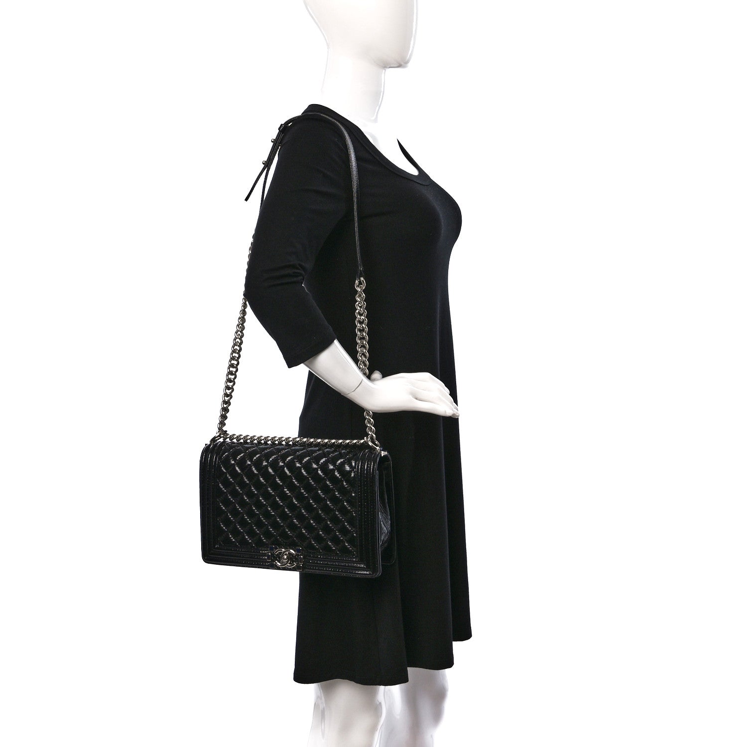 Chanel Patent Calfskin Enamel Quilted New Medium Boy Flap Black 2 of 9
