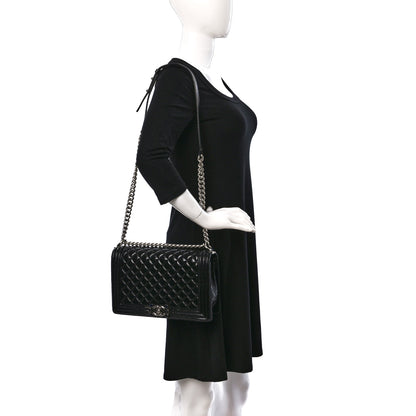 Chanel Patent Calfskin Enamel Quilted New Medium Boy Flap Black 2 of 9
