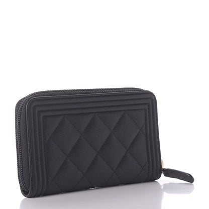 Chanel Caviar Quilted Small Boy Zip Around Wallet Black 2 of 10