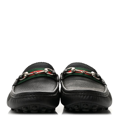 Gucci Road Calfskin Web Mens Horsebit Driver Loafers 10 Black 3 of 12