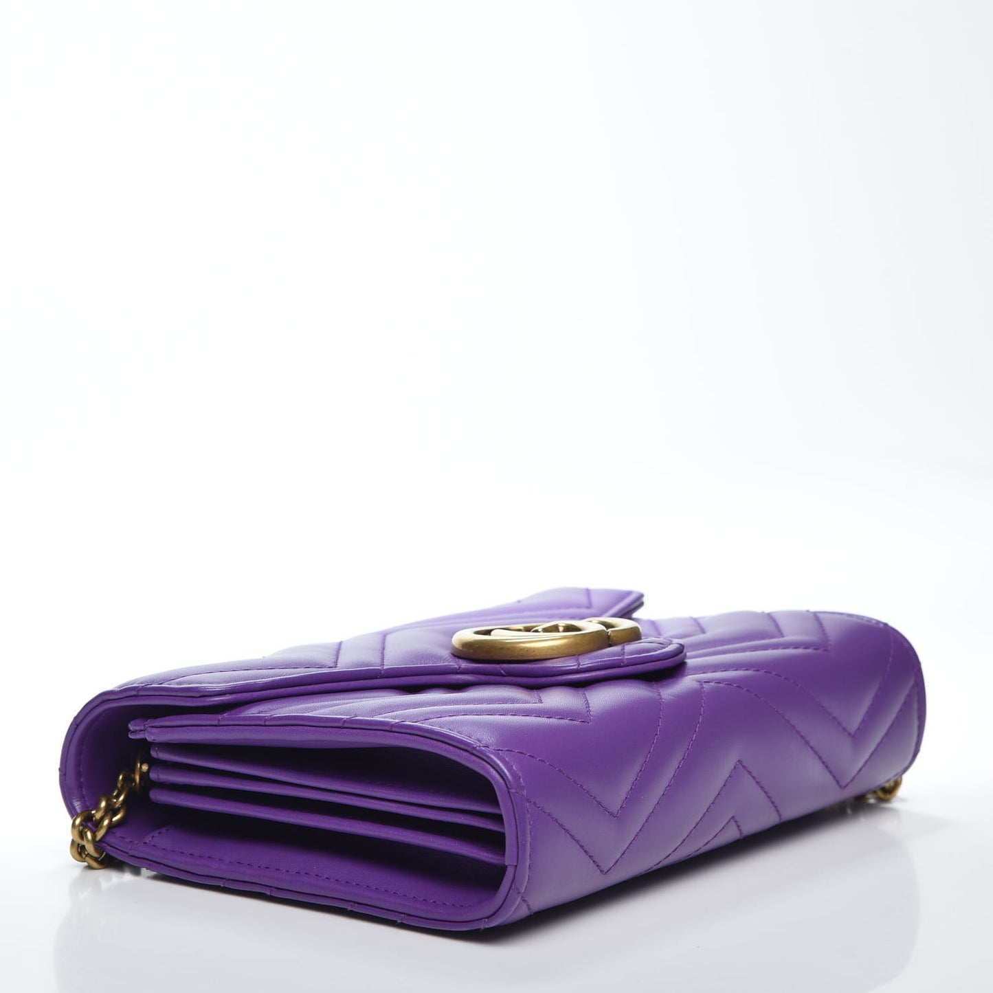 Calfskin Matelasse GG Marmont Chain Wallet Shine Purple