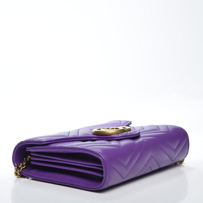Gucci Calfskin Matelasse GG Marmont Chain Wallet Shine Purple 3 of 7