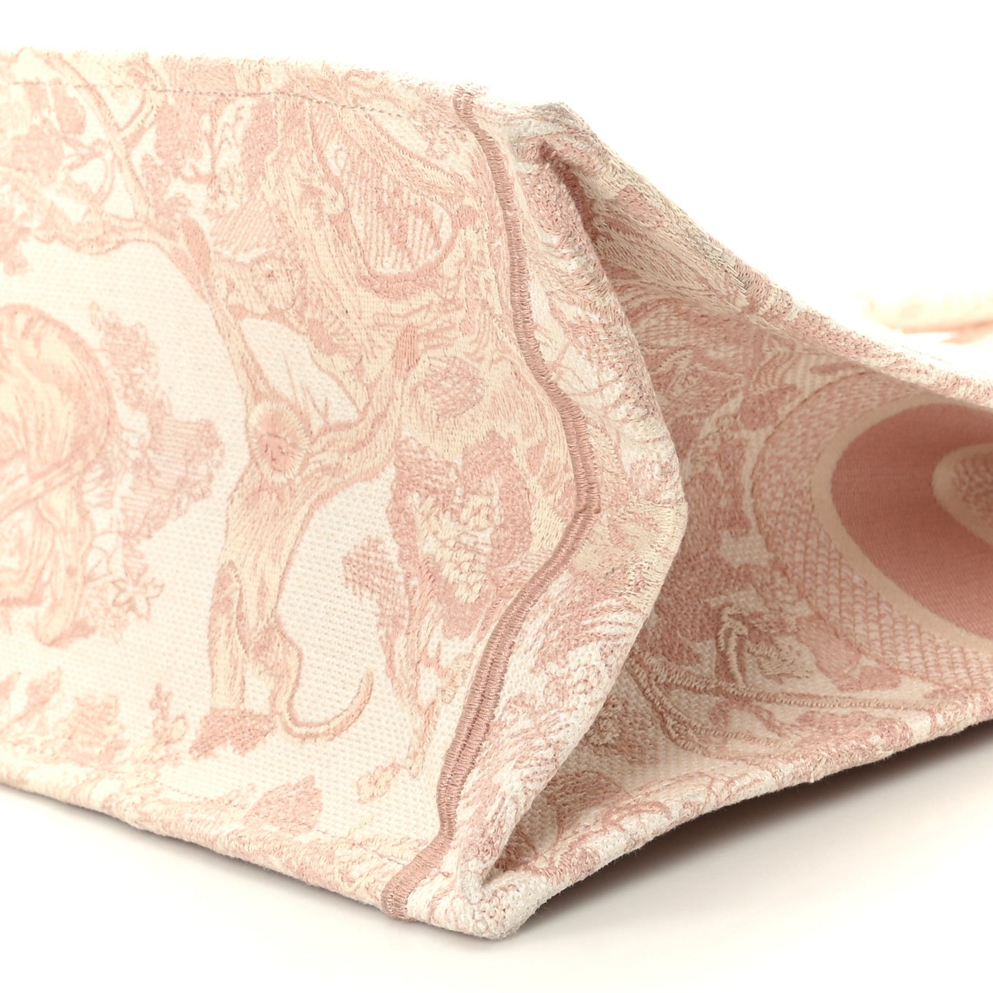 Canvas Toile De Jouy Embroidered Large Book Tote Pink