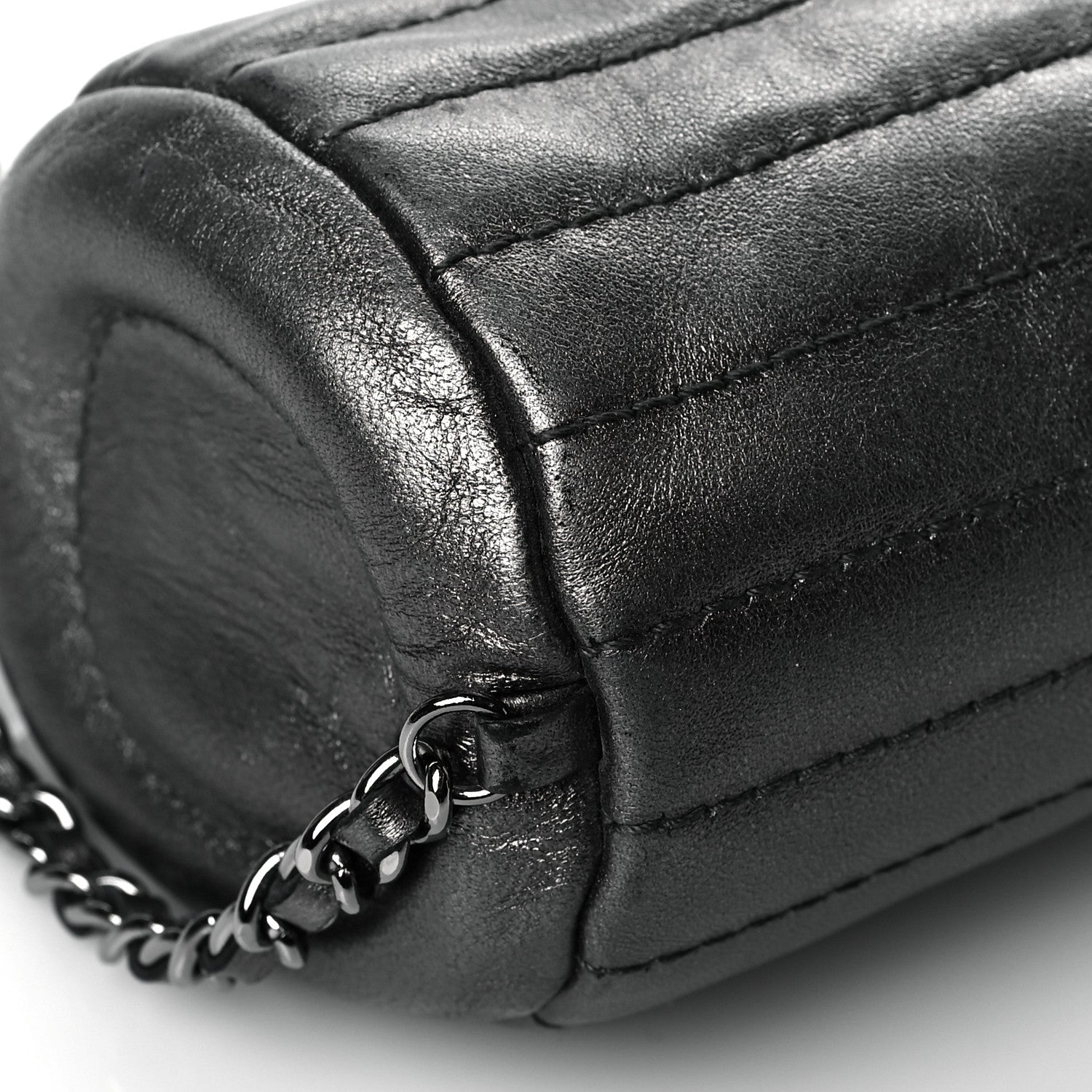 Chanel Metallic Lambskin Horizontal Quilt Pochette Dark Grey 9 of 10