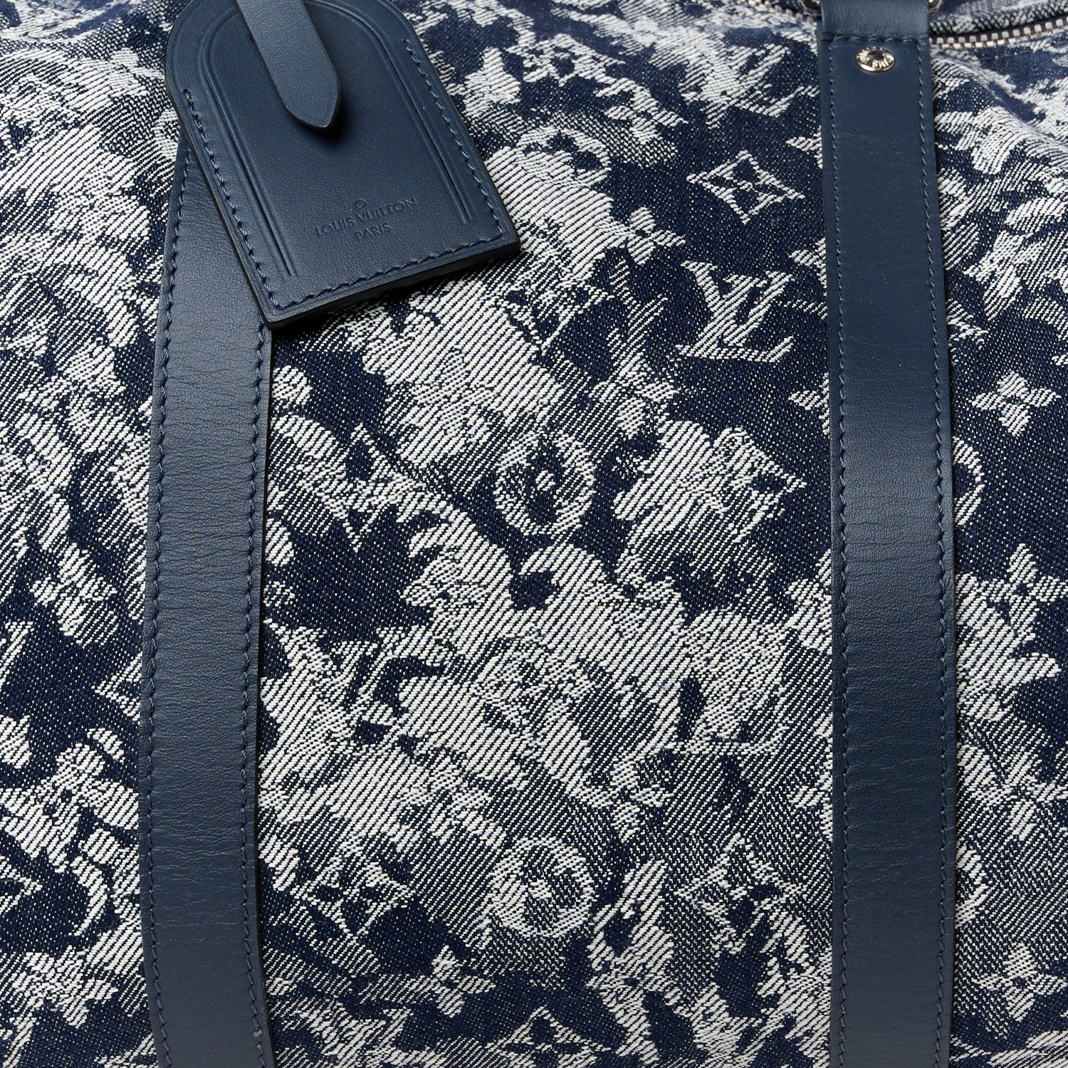 Louis Vuitton Monogram Tapestry Keepall Bandouliere 50 Bleu 8 of 10