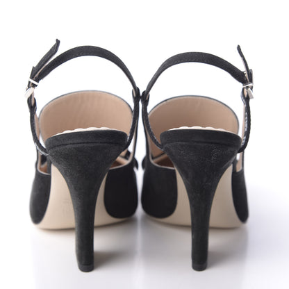 Fendi Suede FFreedom Slingback Pumps 36.5 Black 5 of 9