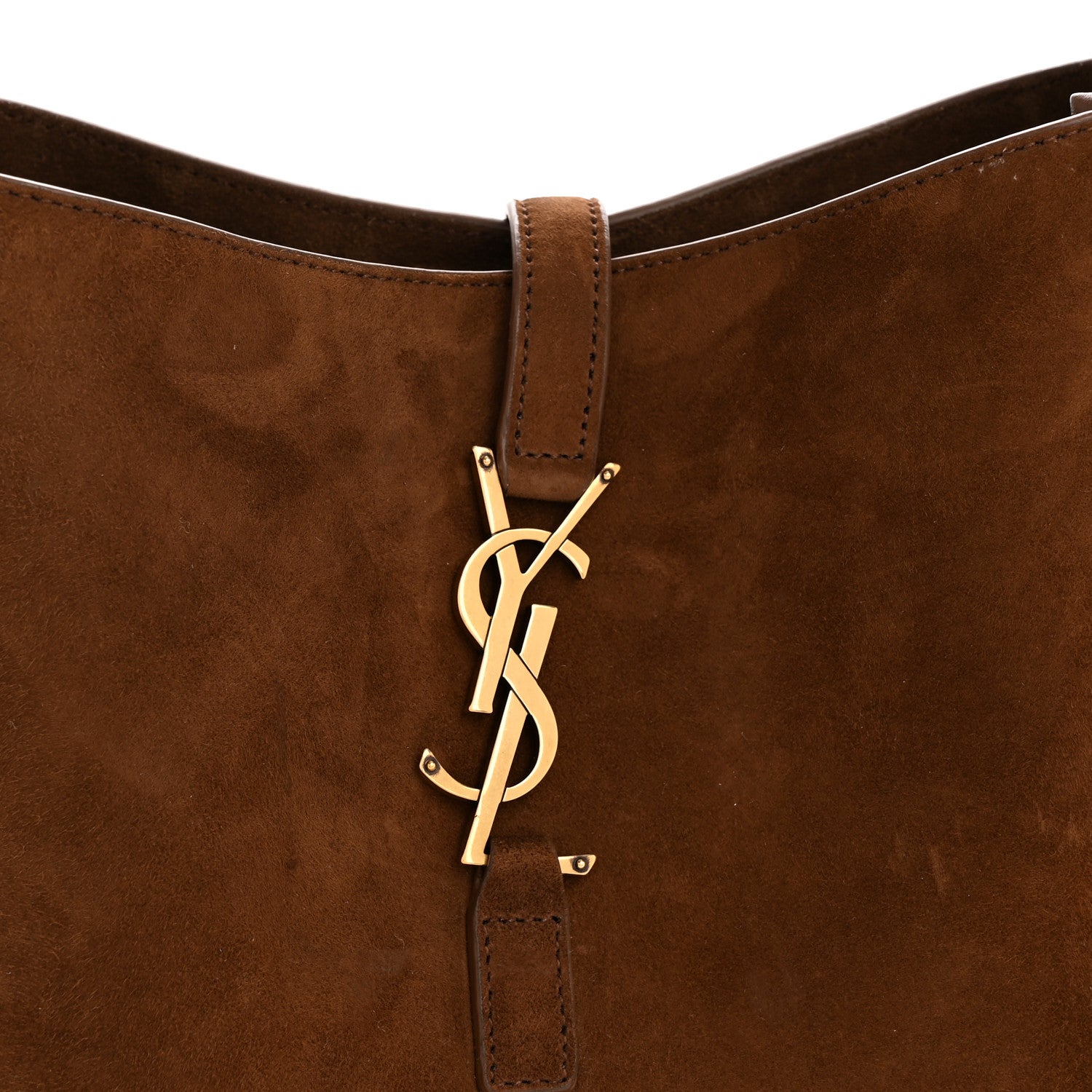 Saint Laurent Suede Shearling Small Le 5 A 7 Soft Hobo  Dark Sigaro Natural Beige 8 of 11