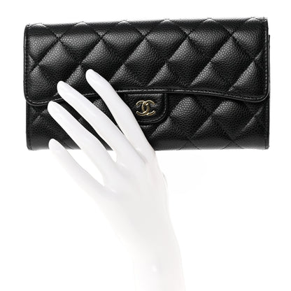 Chanel Caviar Quilted Large Gusset Flap Wallet Black 2 of 9