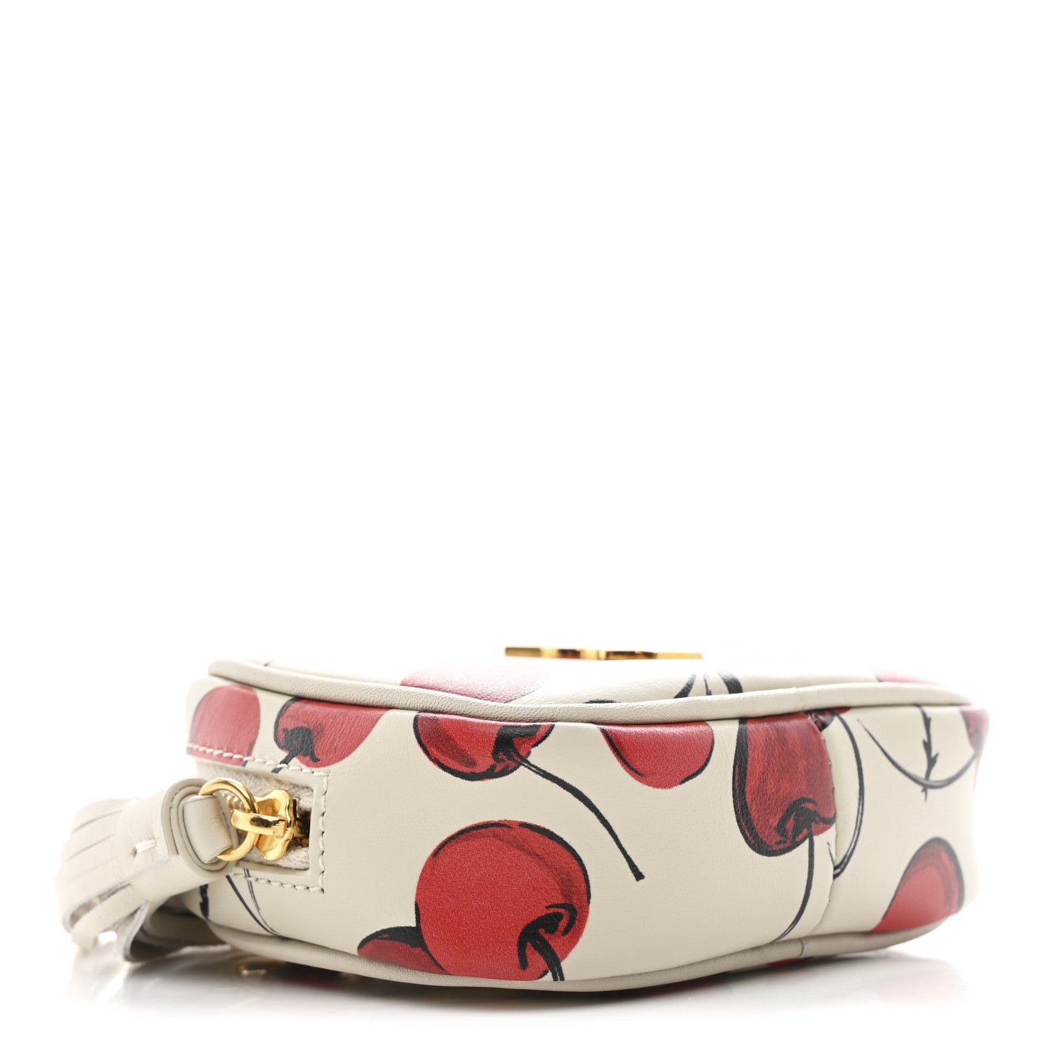 Saint Laurent Calfskin Cherry Print Monogram Baby Lou Camera Bag Crema Soft Red 4 of 11