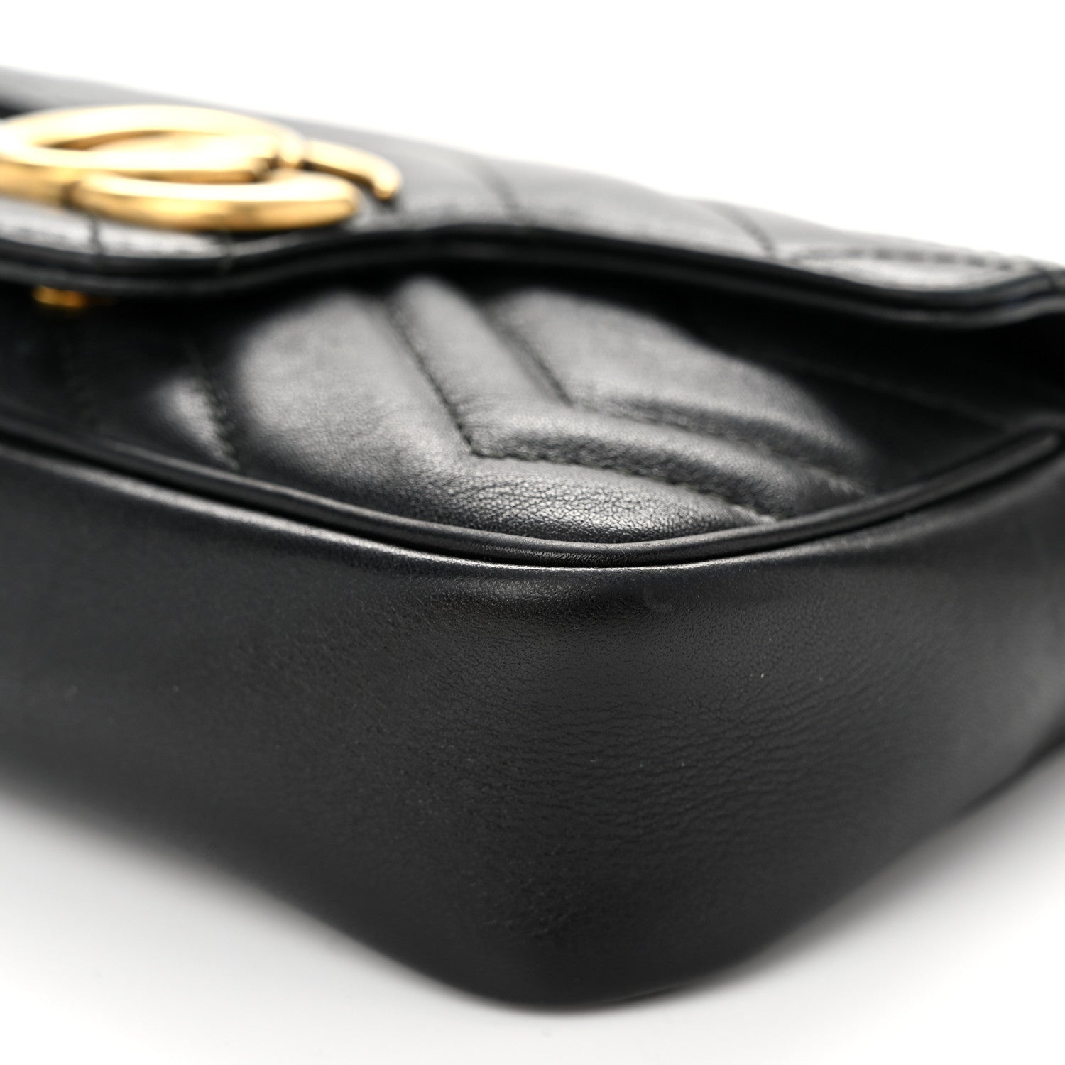 Gucci Calfskin Matelasse Super Mini GG Marmont Shoulder Bag Black 10 of 11