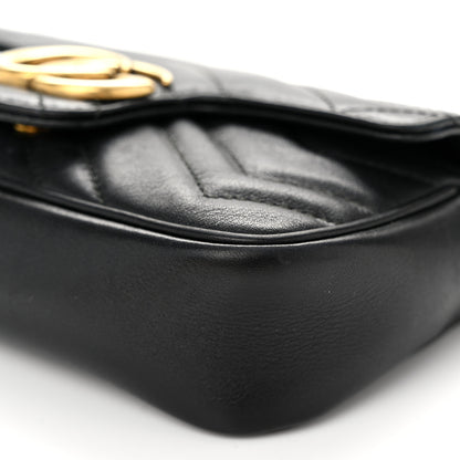 Gucci Calfskin Matelasse Super Mini GG Marmont Shoulder Bag Black 10 of 11