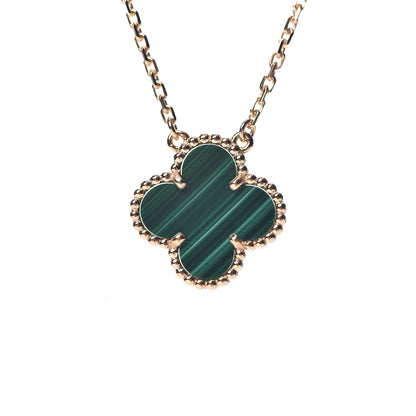 Van Cleef & Arpels 18K Yellow Gold Malachite Vintage Alhambra Pendant Necklace 4 of 8