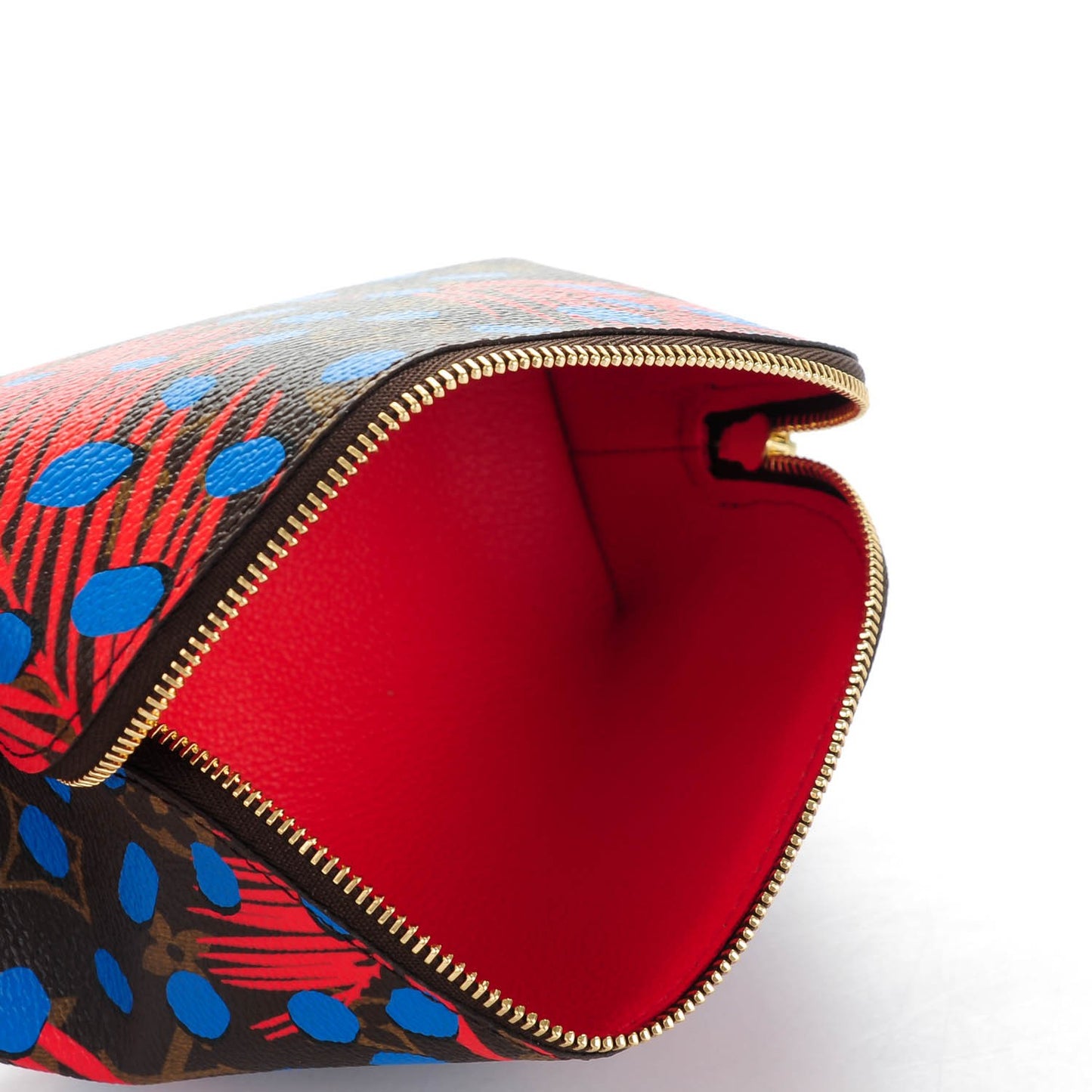 Monogram Jungle Dots Cosmetic Pouch Coquelicot Denim