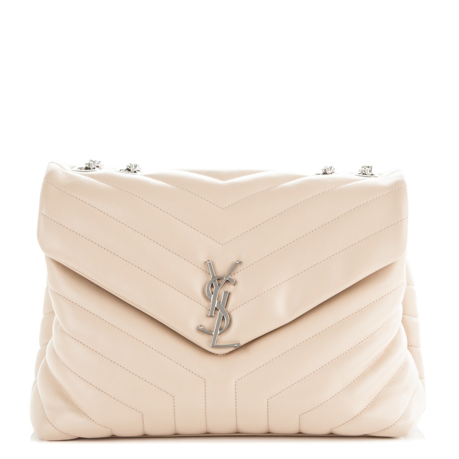 Saint Laurent Calfskin Y Quilted Monogram Medium Loulou Chain Satchel Rose Antic 1 of 7