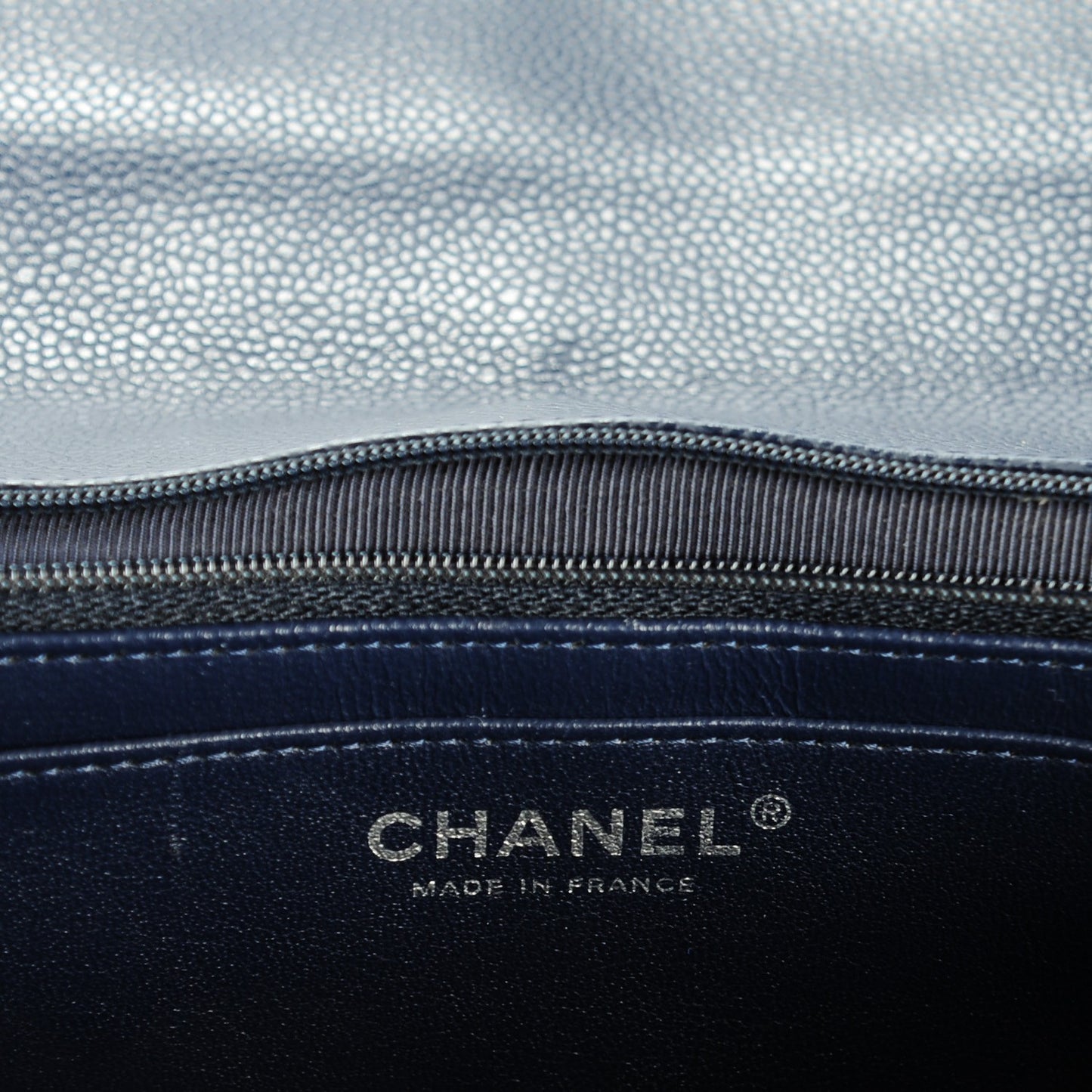 Caviar Jumbo Single Flap Navy Blue