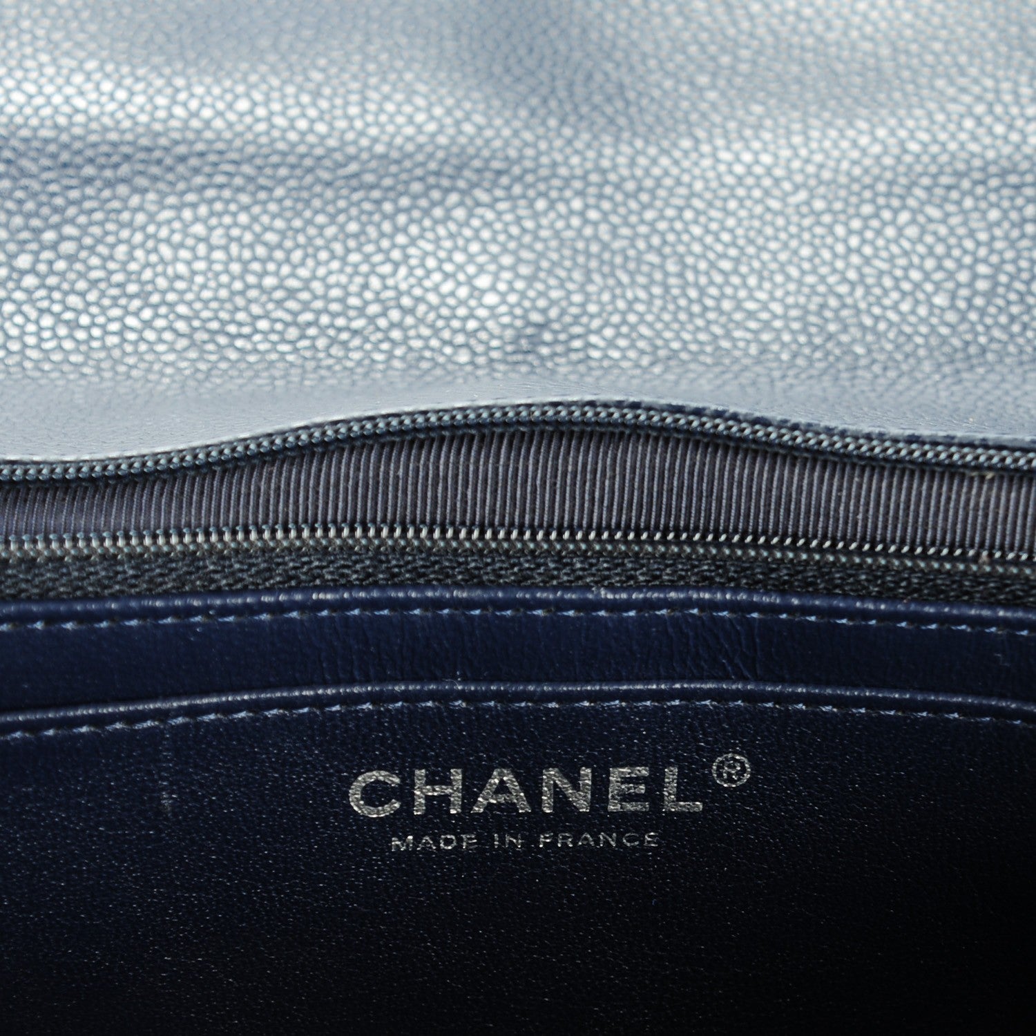 Chanel Caviar Jumbo Single Flap Navy Blue 7 of 8