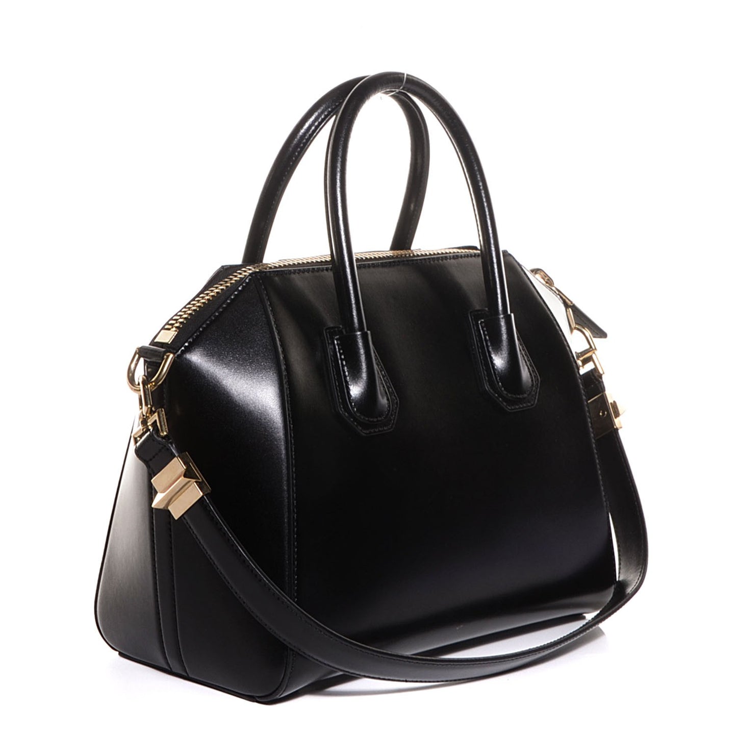 Shiny Lord Calfskin Small Antigona Black