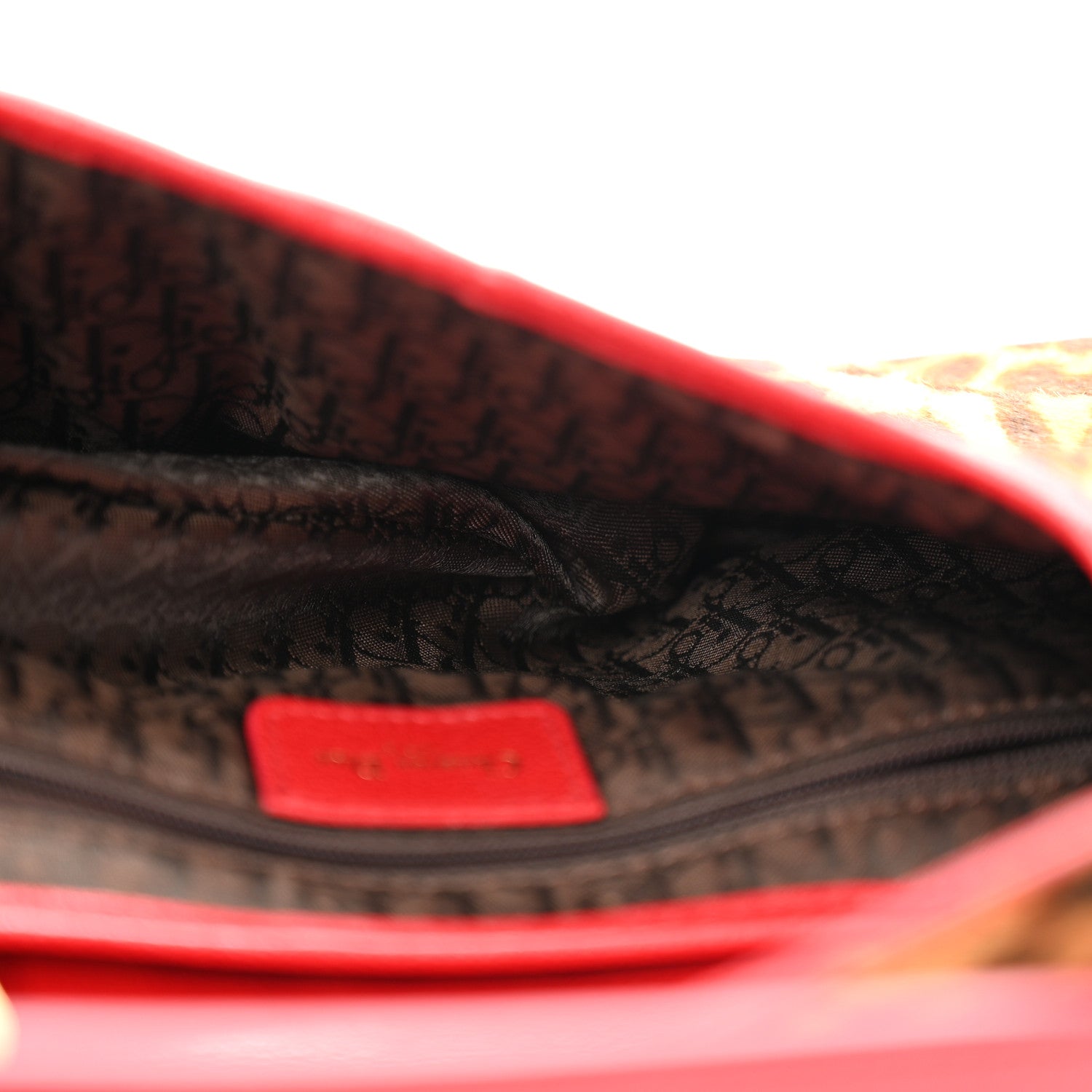 Christian Dior Pony Hair Leopard Saddle Bag Red 5 of 13
