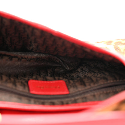 Christian Dior Pony Hair Leopard Saddle Bag Red 5 of 13