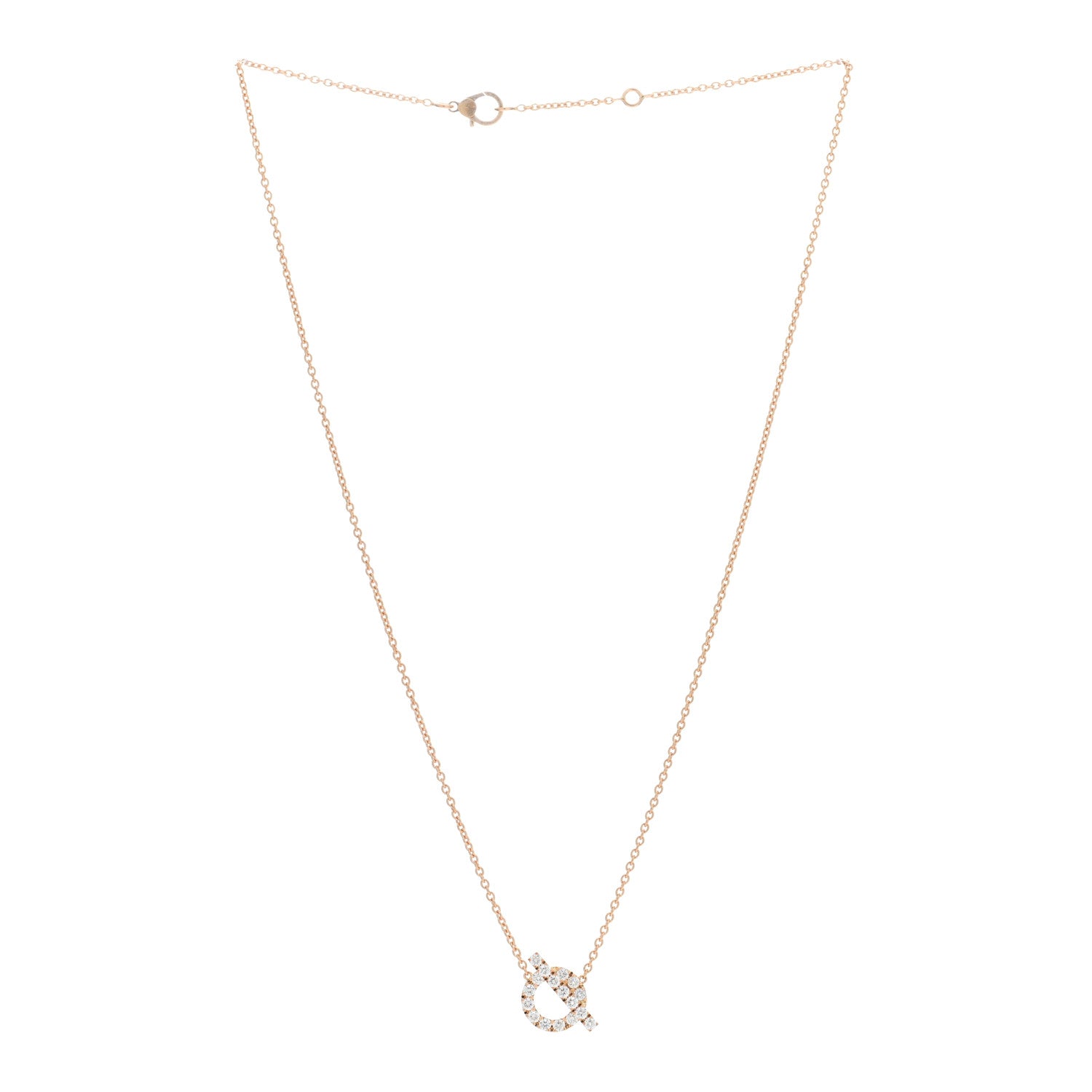 Hermes 18K Rose Gold Diamond Finesse Pendant Necklace 2 of 6
