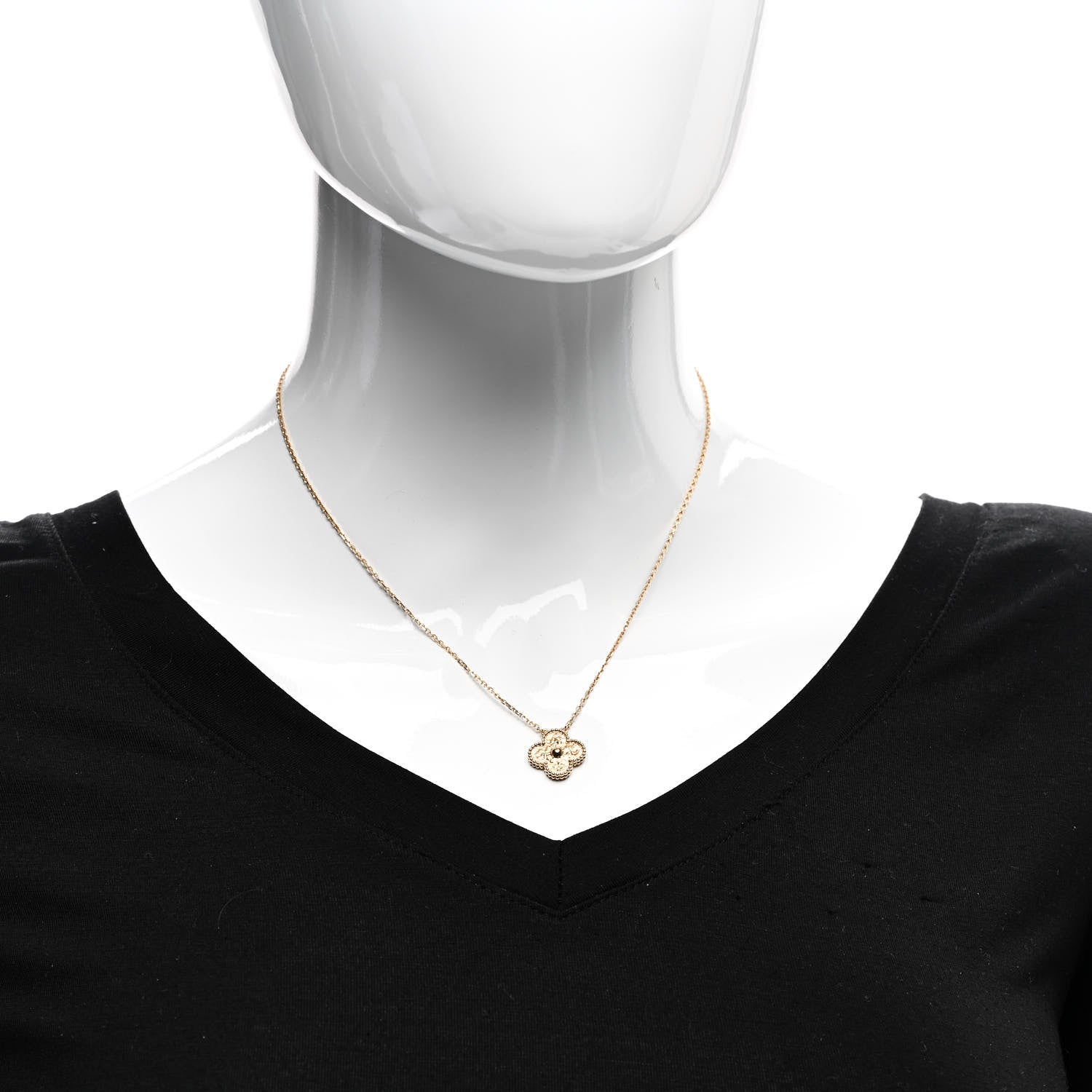 Van Cleef & Arpels 18K Yellow Gold Vintage Alhambra Pendant Necklace 2 of 6