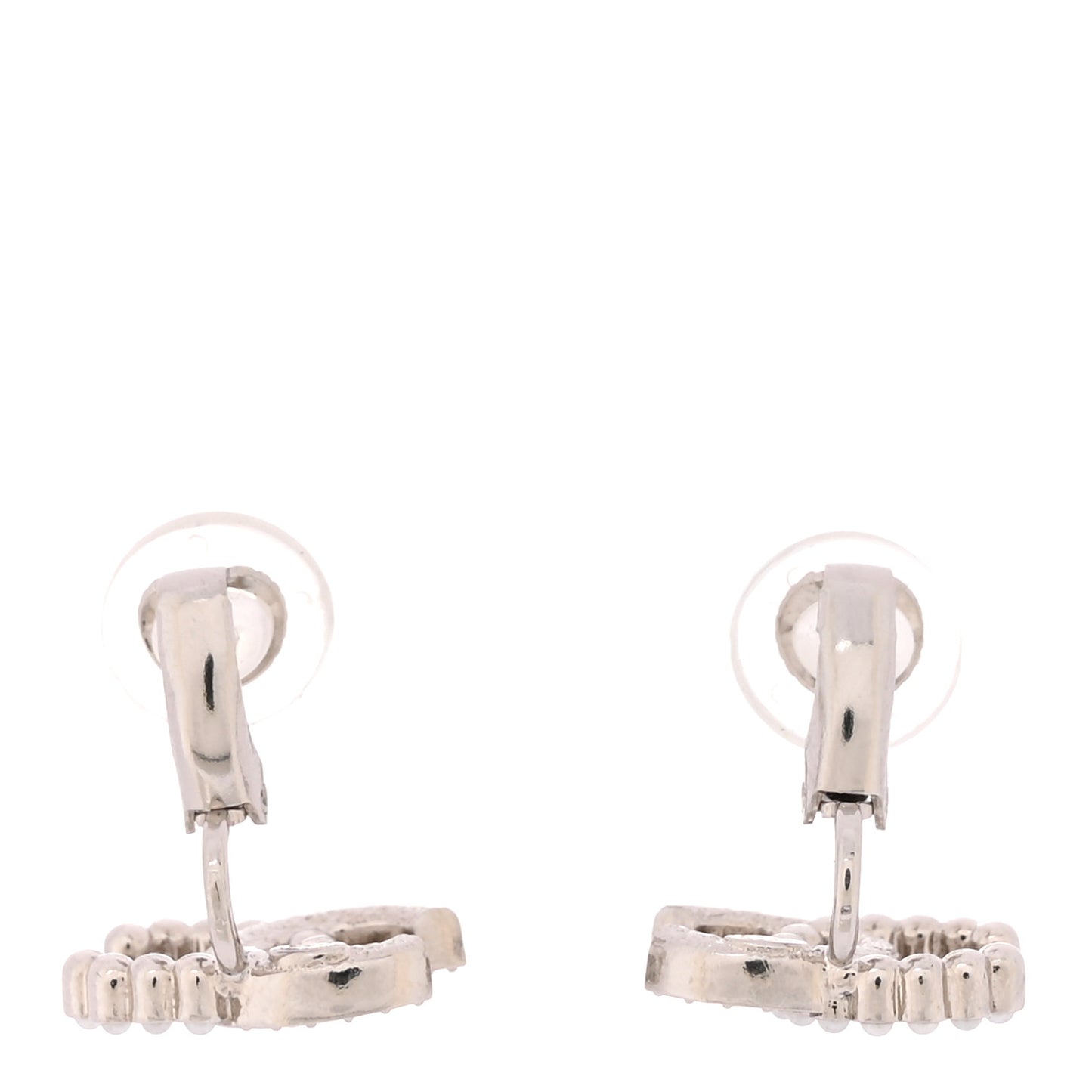 Crystal Pearl CC Clip On Earrings Silver