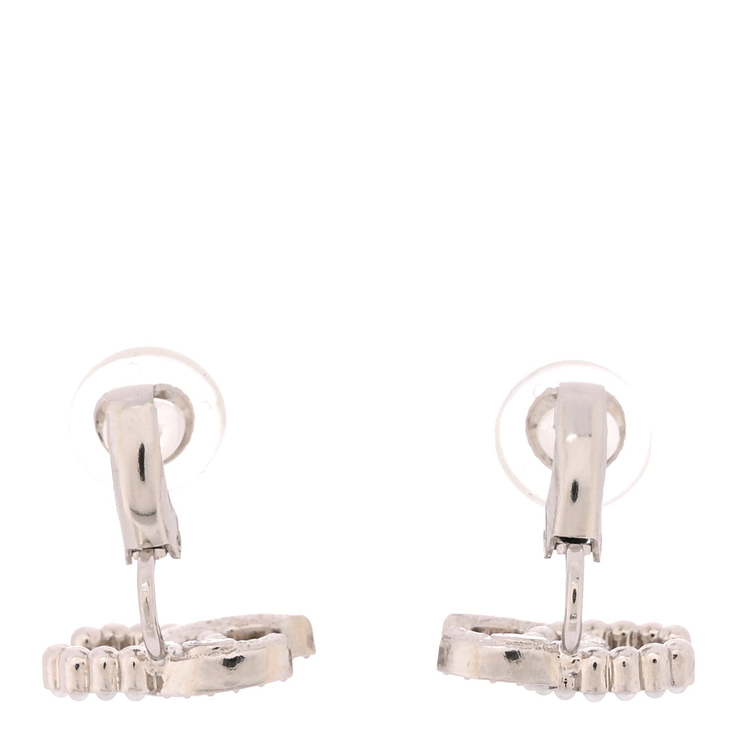 Chanel Crystal Pearl CC Clip On Earrings Silver 3 of 5